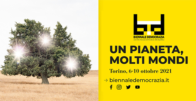 Albero con luci locandina Biennale Democrazia 2021