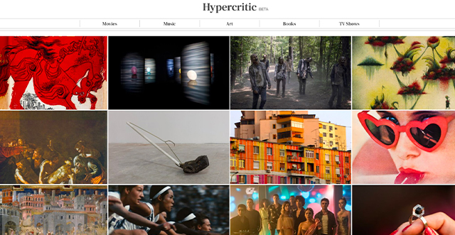 Screen sito Hypercritic, collage immagini