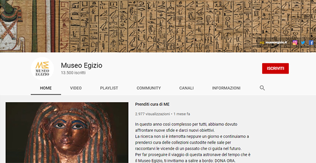 Canale YouTube Museo Egizio - musei online