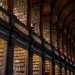 Biblioteca antica in legno su due piani - ricerca umanistica