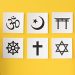Simboli religioni su fondo giallo - Observatoire de la laïcité