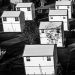 Foto in bianco e nero villaggio tiny house