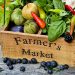Cassetta frutta e verdura con scritta Farmer's Market - Trust in Food